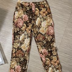 These Pants From Finesse.Us Brand New Never Worn - Brand New!! Size Small. Vintage Floral Print Pants For Fall, Vintage Ankle Pants For Fall, Floral Print Straight Pants For Fall, Vintage Floral Print Straight Leg Bottoms, Vintage Ankle-length Pants For Spring, Rug Pants, Z Cavaricci Jeans, Black Denim Jeans, Medium Wash Jeans