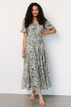 Raelynn Maxi Dress | Sage Floral - Baltic Born Sage Green Dress, Romantic Floral Print, Dress Sage, Tulle Maxi Dress, Green Eucalyptus, Baltic Born, Velvet Maxi Dress, Guest Attire, Maxi Bridesmaid Dresses