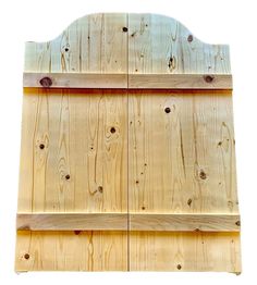 a wooden wall with two boards attached to the top and bottom panels on each side