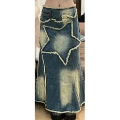 Women Denim Skirt Y2k Aesthetic Grunge Fairycore Pentagram Pattern Long Skirts with Tassels Skirt Streetwear 2022 Skirt, Y2k Aesthetic Grunge, 2000s Skirt, Skirt Streetwear, Tassel Skirt, Grunge Fairycore, Skirt Y2k, Denim Skirt Women, Long Skirts