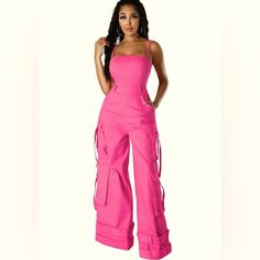 Women, Fashion, Summer Jumpsuit, Sexy, Summer, Jumpsuit, Sleeveless, Thin Strap, Back Zipper, Side Pocket, White Late Cargo Style Pants. Large Bus 37 Inches, Waist 33 Inches, Hip 45 Inches, Length 51 Inches. Fabric Content, 88% Polyester 12% Spandex Color Pink Summer Jumpsuit, Jumpsuit Summer, Cargo Style, Pants Large, Style Pants, Wide Leg Jumpsuit, Fashion Summer, Side Pocket, Women Fashion