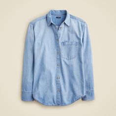 Garçon classic chambray shirt in Storm wash Womens Chambray Shirt, Basic Wardrobe, Women Shirt Top, Denim Shirts, Jcrew Collection, White Dress Summer, Wardrobe Basics, Little White Dresses, Chambray Shirt