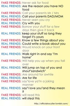 an iphone screen with the text fake friends on it