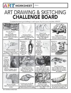 the art drawing and sketching challenge board