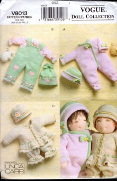 sewing pattern for baby's clothing and doll clothes with hats, mittens and booties