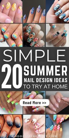 Summer Nail Art Ideas to Try at Home Summer Nail Design Ideas, Watermelon Nail Designs, Summer Nail Art Ideas, Watermelon Nails, Summer Nail Art, Cute Nail Art Designs, Nail Design Ideas, Diy Summer, Diy Nail Designs