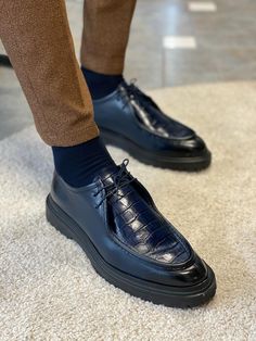 Production : special design eva sole croco detail casual shoes.color : Dark blue content: % 100 Leather Available size: : 39-40-41-42-43-44 - Shoes For Men Wedding, Dark Blue Shoes, Black Monks, Ballet Socks, Laced Boots, Navy Blue Shoes, Pattern Shoes, Loafer Sneakers, Modern Gentleman