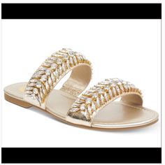 G By Guess Lucerne 2 Size 6m Gold Silver Sparkle Rhinestone Sandal Never Worn, New In Box Super Pretty For Weddings Or Formal Event! Snake Purse, Guess Sandals, Strappy Wedge Heels, Sparkle Sandals, Strappy Platform Sandals, Jeweled Sandals, Trendy Sandals, Braided Sandals, Glitter Heels