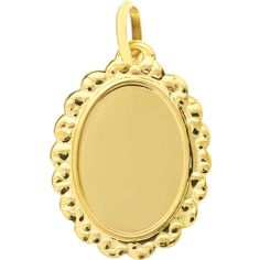 Celebrate the art of fine craftsmanship in the Framed Oval Blessed Mary Medal. Awaken your senses with the exquisite details of this religious masterpiece, curated for the discerning individual. Crafted in 14 Karat gold with a radiant yellow hue, it's a testament to timeless design and a symbol of faith that transcends generations.This intricately framed medal is a fusion of art and elegance, capturing the essence of spirituality in its delicate design. The oval shape gracefully cradles the Bles Traditional Yellow Gold Oval Pendant Jewelry, Gold Engraved Oval Cabochon Necklace, Gold Plated Oval Necklace With Charms, Oval Gold Plated Jewelry With Polished Finish, Oval Yellow Gold Plated Jewelry, Oval Gold Jewelry Hallmarked, Fine Jewelry Gold Oval Cabochon Necklace, Oval Gold Hallmarked Jewelry, Gold Oval Cabochon Necklace In Fine Jewelry Style