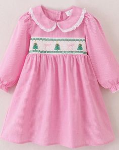 machine smocked with embroidery   see all photos for the sweet details  ships to you 3/4 weeks after placing order Angel Sleeves Dress, Girls Smock, Hand Smock, Pink Bows, Girls Clothing Sets, Clothing Sets, Cotton Lace, Pink Bow, Girls Clothing