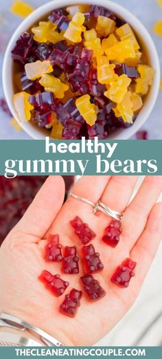 healthy gummy bears made with real gummy bears in the palm of your hand