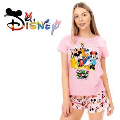 New Disney Women's Mickey Minnie Mouse And Friends Pajama Set Size: Small Gosh, These Jammies Are Just Swell! This Fun & Colourful Pajama Set Will Make A Quacking Addition To Any Disney Fans Wardrobe! These Pjs Are Just Perfect For A Slumber Party At The Mickey Mouse Clubhouse Or Your Next Trip To Disney! Pretty Pastel Pink Pajama Set Featuring The Iconic Disney Mascots: Mickey Mouse, Minnie Mouse, Donald Duck, Goofy & Pluto Colorful Paste Pink Shorts Feature A Motif Of Disney Faces Officially L Pink Cartoon Print Sleepwear For Loungewear, Pink Cartoon Print Sleepwear, Pink Cotton Sleepwear With Character Print, Pink Character Print Sleepwear For Loungewear, Playful Pink Pajama Shorts For Bedtime, Pink Cartoon Print Sleepwear For Pajama Party, Pink Disney Sleepwear For Bedtime, Disney Style Pink Sleepwear For Bedtime, Playful Pink Pajama Shorts For Pajama Party