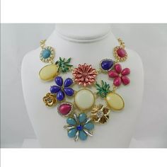 Inc Gold Tone Multi Color Flower Frontal Necklace 100% Authentic Inc International Concepts Necklace. Lobster Clasp Closure. Crafted In Gold Tone Mixed Metal And Acrylic. Approximate Length 17" With 3" Extender. Approximate Front Drop 3" Condition: New With Tags. Floral Print Flower Jewelry For Parties, Multicolor Flower-shaped Jewelry With Floral Print, Multicolor Floral Print Flower Shaped Jewelry, Multicolor Floral Print Flower-shaped Jewelry, Geometric Stone, Vintage Jewelry Repurposed, Butterfly Necklace Gold, Pave Necklace, Flower Statement Necklace