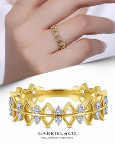 14K Yellow Gold Fashion Ladies Ring LR51543Y45JJ #GabrielNY #DiamondJewelry #FineJewelry #GabrielAndCo #UniqueJewelry #FineJewelry#FashionJewelry#UniqueJewelry#GiftIdeas#UniqueGifts #DiamondJewelry #Jewelry #LadiesRing#FashionLadiesRing#YellowGoldRing#YellowGoldFashionRing#GoldRing#GoldFashionRing Womens Rings, Designer Rings, Ladies Ring, Fashion Ring, Gold Fashion, Gold Yellow, Band Ring, Pretty Things, Ring Shopping