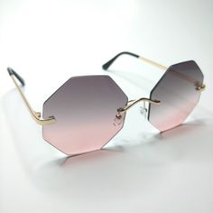 Two-Toned, Octagon Shaped Sunglasses. Uv400 Protection. Available In Peach, Brown, And Purple & Pink. Octagon Sunglasses, Chloe Sunglasses, Top Sunglasses, Rhinestone Sunglasses, Silver Bodies, Fendi Sunglasses, Shaped Sunglasses, Tortoise Shell Sunglasses, Chanel Sunglasses