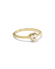 Adalynn 18k Gold Vermeil Heart Band Ring in Ivory Mother-of-Pearl | Kendra Scott Senior Rings Gold, Engagement Rings With Engraved Bands, Pearl Promise Ring, Purity Rings For Women, Gold Promise Rings For Her, Simple Promise Rings, Promise Rings Gold, Dainty Promise Rings, Rings For Girlfriend