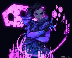 Olivia Colomar, Sombra Overwatch, Overwatch Drawings, Fandom Drawing, Overwatch Fan Art, Cyberpunk City, Overwatch 2, Overwatch, Cyberpunk