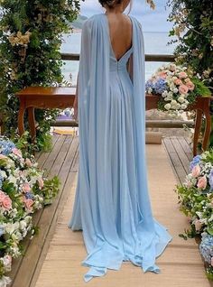 Long Sleeve Braidsmaid Dresses, Azul Serenity, Long Sleeve Chiffon Dress, Chiffon Dress Long, A Line Prom Dresses, فستان سهرة, Long Bridesmaid Dresses