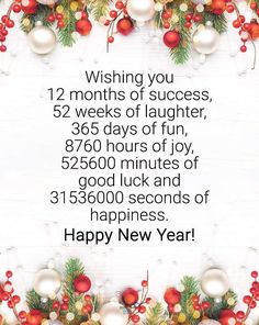 a happy new year message with christmas decorations