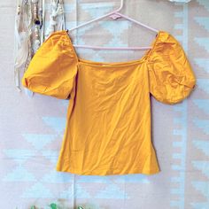 Golden Yellow Puff Sleeve Top Brand New With Tags Xs H And M Never Worn H And M, Yellow Top, Puff Sleeve Top, Golden Yellow, Puff Sleeve, Sleeve Top, Top Brands, H&m, Womens Tops