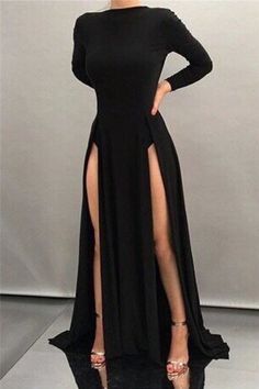 Premiere Outfits, High Neck Dress Formal, Prom Dresses Black, Rocker Girl, Long Sleeve Dress Formal, Chic Dresses, Black Prom Dresses, Looks Chic