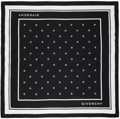 Square silk twill scarf in black and white. · Logo graphic pattern printed throughout · L34 x W34 Supplier color: Black/White Black And White Logo, Jungle Pattern, Silk Twill Scarf, Patterned Scarves, Silk Twill, Square Pattern, Graphic Patterns, Square Scarf, Logo Graphic