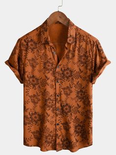 Beach Style Floral Pattern Shirts – Shirts In Style Floral Pattern Shirt, Flower Print Shirt, Brown Floral Print, Vintage Flower Prints, Wedding Clothes, Rave Outfit, Vintage Hawaiian Shirts, Steampunk Clothing, Sun Beach