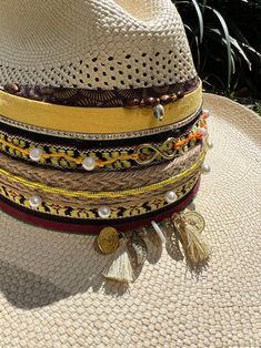 Colombian Handmade Hat, Infinity Lucky Eye Ref, Colorful Summer Hat for Women, Straw Hat , Beach Hat , Decorated Hat, Gift for Her - Etsy Artisan Natural Hat Band For Beach, Artisan Wide Brim Panama Hat For Beach, Multicolor Summer Fedora For Vacation, Natural Artisan Sun Hat For The Beach, Artisan Natural Sun Hat For Beach, Artisan Beach Sun Hat In Natural Color, Artisan Style Natural Color Sun Hat For Beach, Artisan Wide Brim Sun Hat For Vacation, White Toquilla Straw Hat Band For Beach