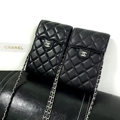 Exquisite Genuine Leather: The Chanel Crossbody Phone Bag is crafted from luxurious genuine leather, offering a refined texture and lasting durability. This high-quality material elevates the bags elegance while ensuring it withstands everyday use. Timeless Chanel Aesthetic: Embodying Chanel's classic design philosophy, this tote bag features the iconic quilting pattern and subtle yet distinctive logo. The timeless aesthetic makes it a versatile accessory, perfect for both casual and formal s... Luxury Flap Bag For Daily Use, Luxury Mobile Phone Pouch Bag, High-end Crossbody Mobile Phone Bag, High-end Evening Mobile Phone Bag, High-end Mobile Phone Bag For Evening, Luxury Pouch Bag For Office, Luxury Shoulder Evening Bag For Travel, Luxury Mobile Phone Clutch Pouch, Luxury Office Pouch Bag