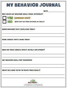 the behavior journal for students to use