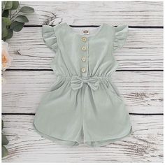 Gorgeous, Brand New Summer Romper!! Comfy And Cute! Cute Solid Color Bubble Romper For Spring, Cute Solid Bubble Romper For Spring, Cute Bubble Romper With Flutter Sleeves For Playwear, Summer Casual Bubble Romper With Flutter Sleeves, Casual Summer Bubble Romper With Flutter Sleeves, Collar Bodysuit, Blue Overalls, Girls Overalls, Baby Boy Clothes Newborn