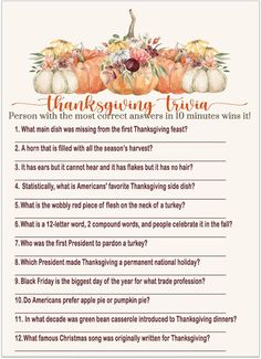 a thanksgiving trivia with pumpkins and other things to do in the holiday season