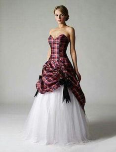 Tartan Wedding Dress, Scottish Wedding Dresses, Celtic Wedding Dress, Plaid Wedding, Wedding Dresses Taffeta