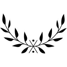 a black and white image of an olive branch with two crossed spears on it's end