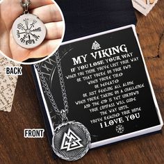 Compass Nordic Necklace - Viking - To My Viking Man - Your Compass Will Guide The Way - Gnfv26002 Nordic Necklace, Viking Man, Simple Pendant Necklace, Marvel Jewelry, Viking Men, Vikings Gifts, Norse Pagan, Simple Pendant, Pendant Necklace Simple