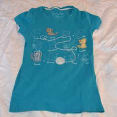 Has Cute Cats Some Writing Never Worn Blue Cache Cache Blue Cotton Top With Cat Print, Blue Casual Top With Cat Print, Casual Blue Cat Print Top, Casual Blue Tops With Cat Print, Blue Short Sleeve Top With Cat Print, Cute Fitted Blue Shirt, Cat Shirt, Cat Shirts, Mimosa