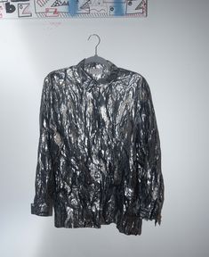 90's/Y2K Metallic silver blouse  Womens size: Large  In good condition Silver Blouse, Metallic Blouses, Womens Blouses, Womens Clothing Tops, Metallic Silver, Brooklyn, Blouses For Women, Blouses, Womens Sizes