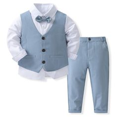 PRICES MAY VARY. ✤✤ LITTLE BOYS FORMAL TUXEDO OUTFIT: Toddler kids baby boys formal suit striped / plaid / velvet gentleman outfits for winter fall casual birthday formal wedding party dress suit. 4PCS in one set, included long sleeve gentleman white dress shirt with bowtie, vest waistcoat and long pants. Boys long sleeve striped t-shirt turn down collar button tops and long pants, handsome, retro and adorable overalls clothes, best Xmas festival holiday baptism gift for 2-8 year-old baby toddle One Year Old Birthday Dress Boy, Birthday Suits For Baby Boy, Toddler Boy Dress Clothes, Terno Slim Fit, Terno Slim, Boys Birthday Outfits, Style Gentleman, Gentleman Outfit