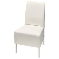 a white chair sitting up against a white wall