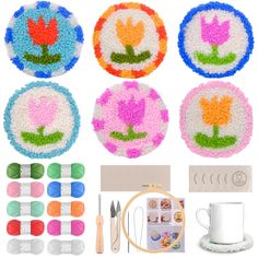 crochet kit with flowers and yarn