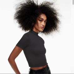 Brand New With Tags Smoke And Pet Free Home Fitted Crop Top T-shirt For Fall, Black High Stretch Crew Neck T-shirt, Short Sleeve T-shirt For Night Out In Fall, Trendy Fitted Crop Top Shirt, Fitted Crew Neck Top For Night Out, Casual Fitted T-shirt For Night Out, Fitted Short Sleeve Shirt For Night Out, Trendy High Stretch Crew Neck Tops, Stretch Short Sleeve Top For Fall