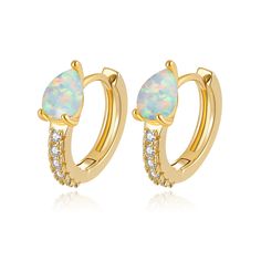 PRICES MAY VARY. ☆ 14K Yellow Gold Plated Small Hoop Earrings :The Exquisite Opal Earrings Have A Unique Design Concept.Classic, elegant, it fits for any occasion as daily wearing home.Convenient to Put on or Take off. fit for all women. ☆ Earrings Size:17mm*16mm(0.66"*0.62"),White Opal Stone: 7mm*4.5mm（0.27"*0.18"),Weight:2.6g. ☆ Package:A wonderful small jewelry box.Easy storage and ready to be given as a gift.The opal will change the color and show unique flare of different light, It is mothe Earrings Amazon, Earrings For Sensitive Ears, Small Hoop Earrings, Women Earrings, Small Jewelry Box, Hypoallergenic Earrings, Huggie Earrings, Opal Stone, Classic Elegant