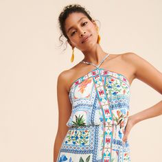 Tropical Tiles Embroidered Dress | Nuuly Rent Stamp Dress, Tropical Tile, 2024 Style, Spanish Tile, Tile Print, Embroidered Dress, Favorite Things, Print Dress, Vintage Inspired