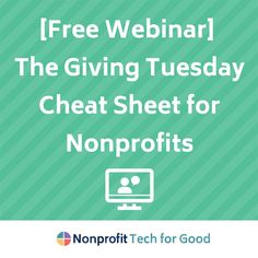 a green background with the text free webinar the giving tuesday chat sheet for non profits