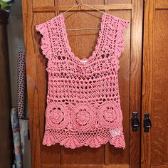 Coral Crocheted Sleeveless Top In Like New Condition By Pins&Needles. Size Small, Never Worn. Open Knit, Cute! Measures 17" Armpit To Armpit, 25" Shoulder To Hem. 55% Ramie,45% Cotton. Do Not Twist Or Wring. Hand Wash Cold, Reshape And Dry Flat. Crochet Sleeveless Tank Top For Vacation, Pink Sleeveless Crochet Top For Beach, Fitted Summer Beach Vest, Summer Crochet Sleeveless Tank Top, Pink Sleeveless Crochet Top For Summer, Sleeveless Crochet Tank Top For Summer, Sleeveless Pink Crochet Top For Summer, Beach Crochet Cotton Vest Top, Summer Crochet Lace Sleeveless Tank Top