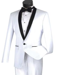 Mens White Suit, Shawl Collar Tuxedo, Slim Fit Tuxedo, Black Shawl, White Tuxedo, Women's Suits, Tuxedo Style, Tuxedo Dress, Flat Front Pants