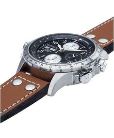 Hamilton Watch, Men's Swiss Automatic Chronograph Khaki X-Wind Brown Leather Strap 44mm H77616533 & Reviews - Watches - Jewelry & Watches - Macy's Hamilton Watch, Automatic Watches For Men, Brown Leather Strap, Watches Jewelry, Automatic Watch, Breitling Watch, Chronograph, Wrist Watch, Leather Straps