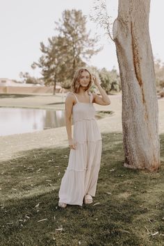 Pacific Tiered Maxi Dress - Neutral Ground Neutral Bag, Bag Details, Nude Heels, The Pacific, Natural Color, Clothing Store, Women's Jeans