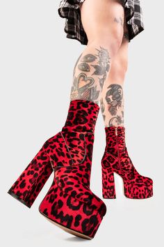 Adore You Platform Ankle Boots – LAMODA US Red Leopard Print, Leopard Heels, Red Leopard, Chunky High Heels, Gifts For New Mums, Pearl Jewellery Earrings, Platform Ankle Boots, Adore You, Suede Material