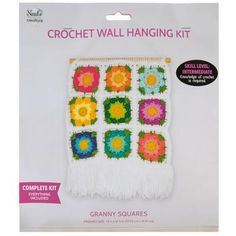 the crochet wall hanging kit includes granny squares